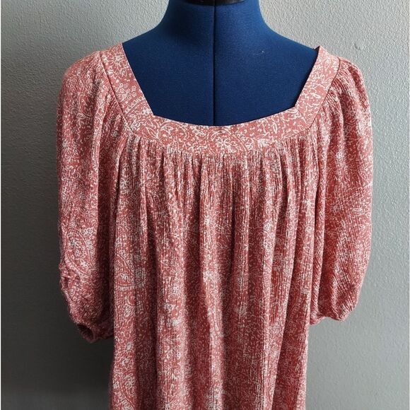 Jun & Ivy Square Neck Tie Back Mini Dress Pink Paisley Women's Small - Picture 3 of 6